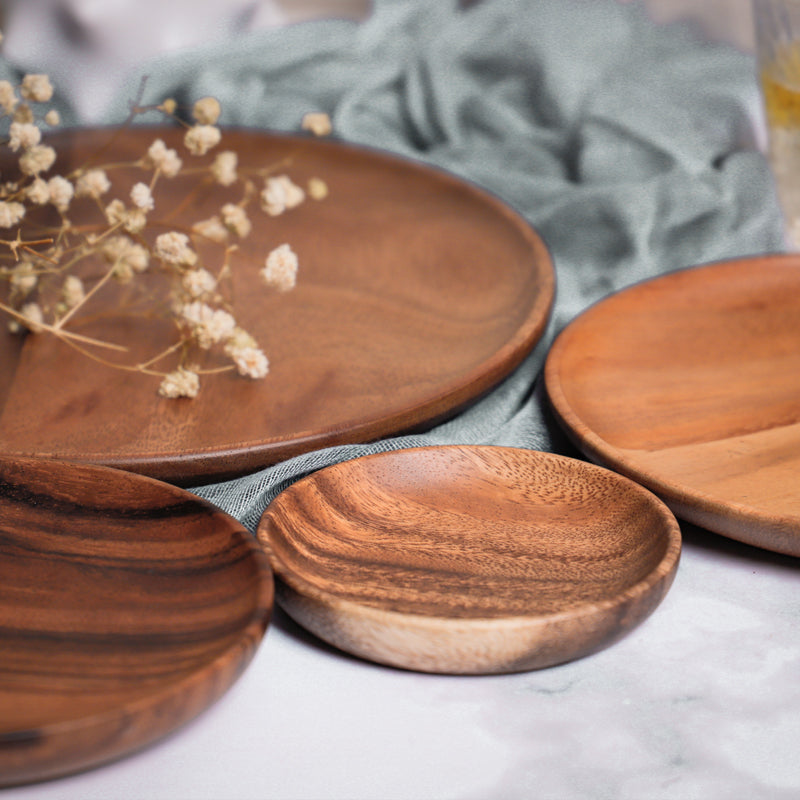 Wooden snack plate from WoodyKitchenware, 15cm, smooth finish, ideal for household snacks and casual dining.