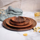 Wooden snack plate by WoodyKitchenware, 15cm round wooden plate for household snacks, natural wood finish.