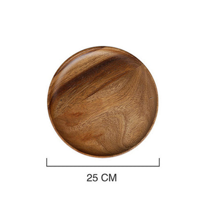 Wooden snack plate from WoodyKitchenware by WoodyKitchenware, 15cm round natural wood serving plate for household snacks.