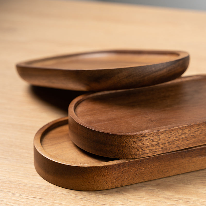 Oval wooden tray by WoodyKitchenware, solid timber with smooth finish, perfect for organizing workspace or serving.