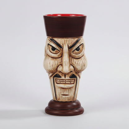 Handcrafted ceramic Tiki mug featuring a Moai Sentinel design by Woody&