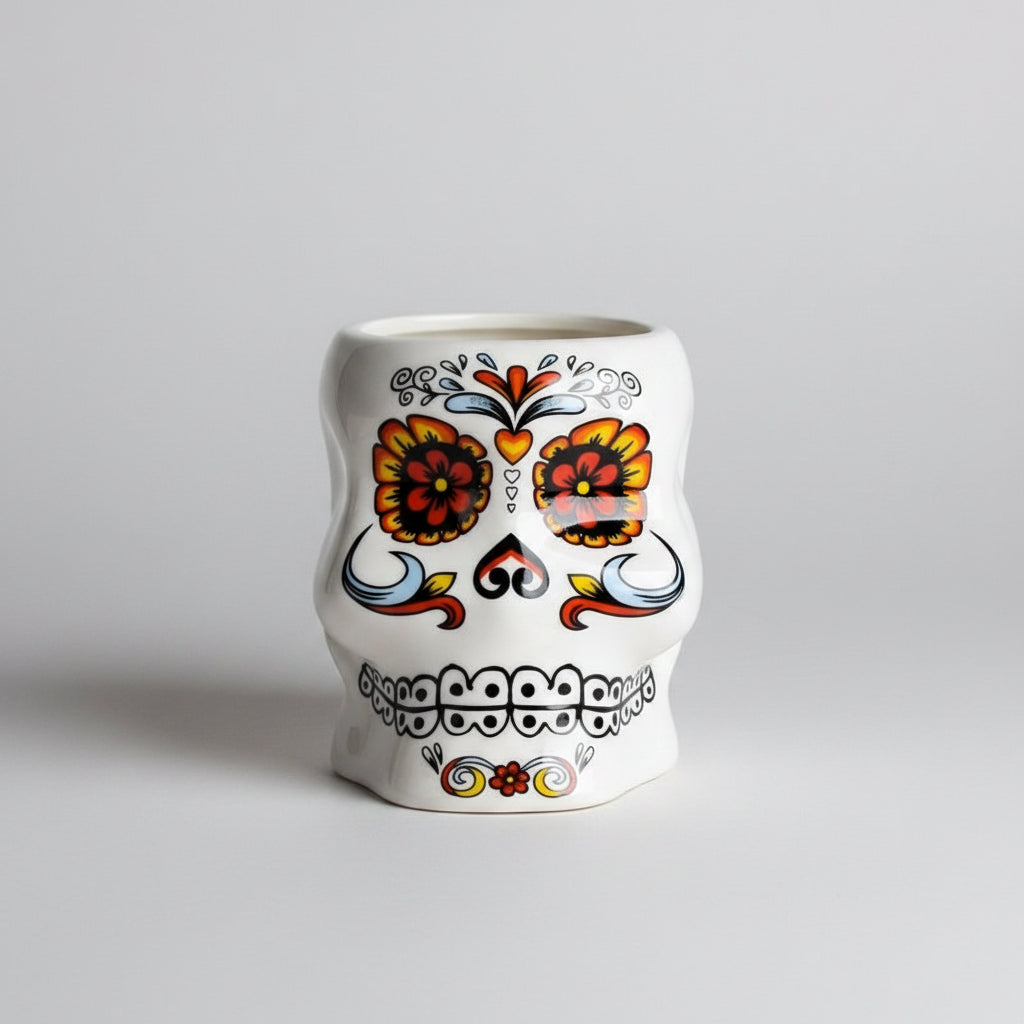 Handcrafted ceramic Tiki mug featuring Moai Sentinel design by WoodyKitchenware, perfect for tropical drinks and collectible decor.