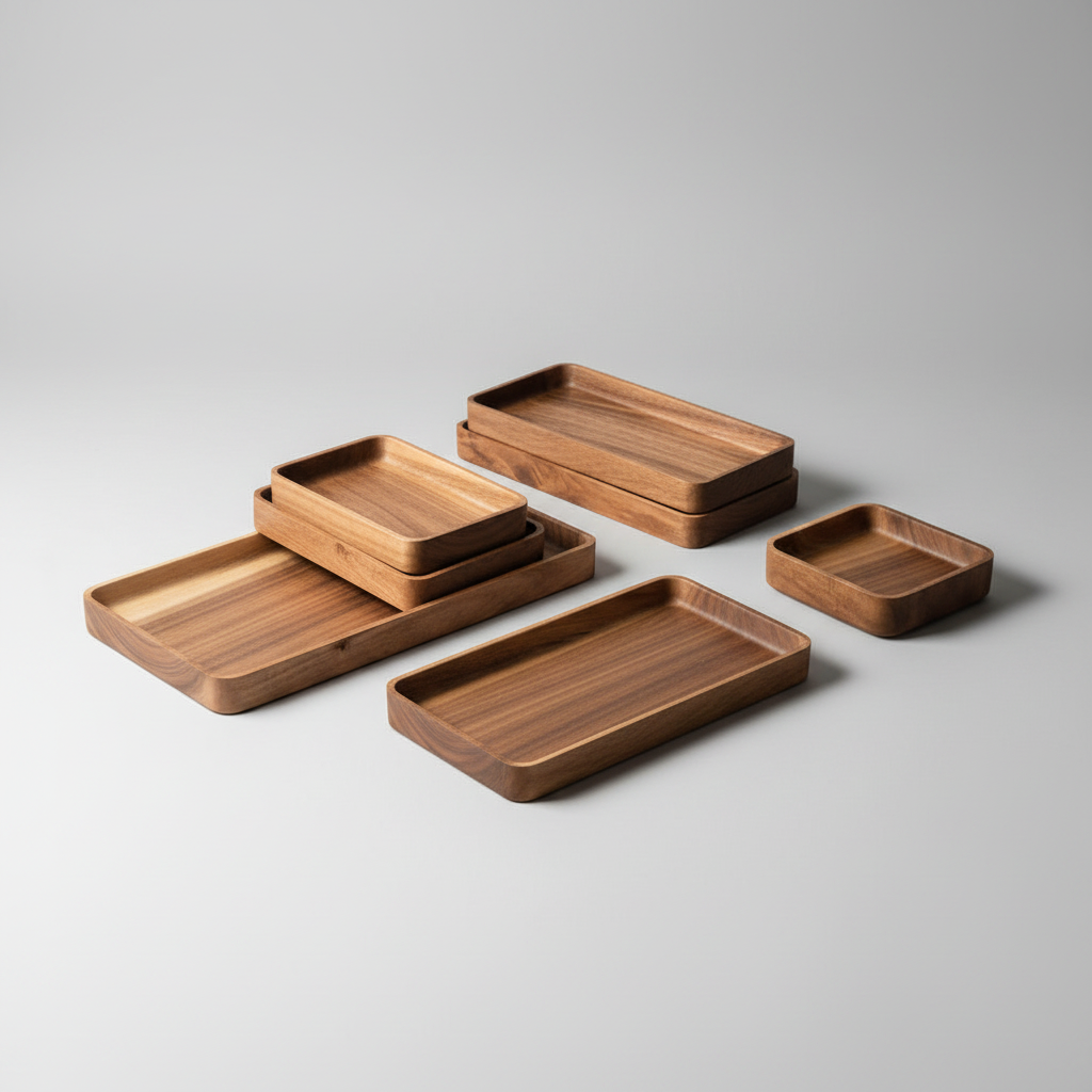 Wooden breakfast and fruit plate by WoodyKitchenware, made of solid wood, serving display for fruits and breakfast items.