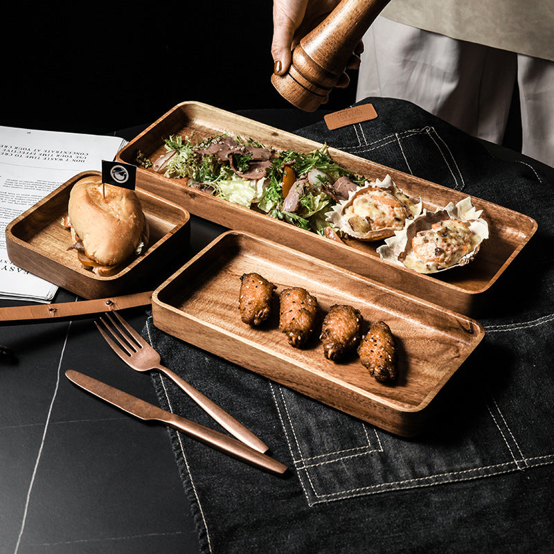 Wooden breakfast and fruit plate by WoodyKitchenware, solid wood serving display for breakfast and fruit presentation.