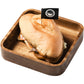 Wooden breakfast and fruit plate by WoodyKitchenware, solid wood serving display with natural grain detail.