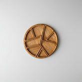 Irregular dividing wood serving tray by WoodyKitchenware, perfect for dim sum, fruit, or decorative display, with unbreakable circles.