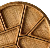 Unbreakable wooden decorative tray with irregular dividing circles for dim sum or fruit display by WoodyKitchenware.