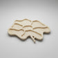 Wooden decorative tray with irregular dividing circles, perfect for serving dim sum or fruit, by WoodyKitchenware.
