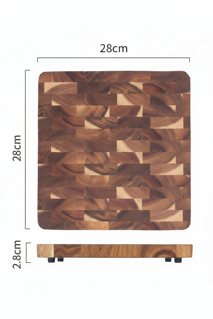 Acacia chopping board from WoodyKitchenware by WoodyKitchenware, 28x28x2.8 inches, natural wood finish for kitchen prep.