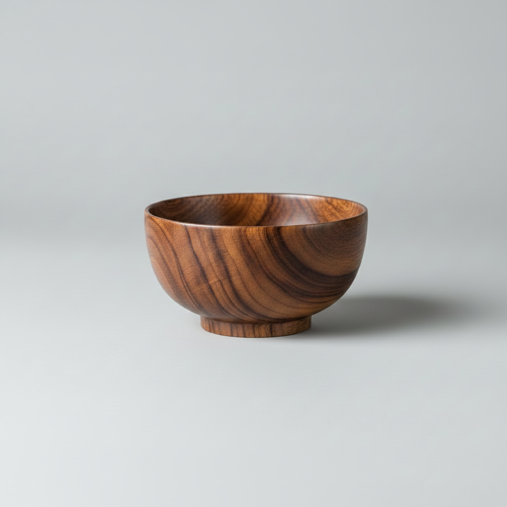 Wooden bowl made from wild jujube wood by WoodyKitchenware, showcasing a smooth, round solid timber basin for kitchen or decor use.