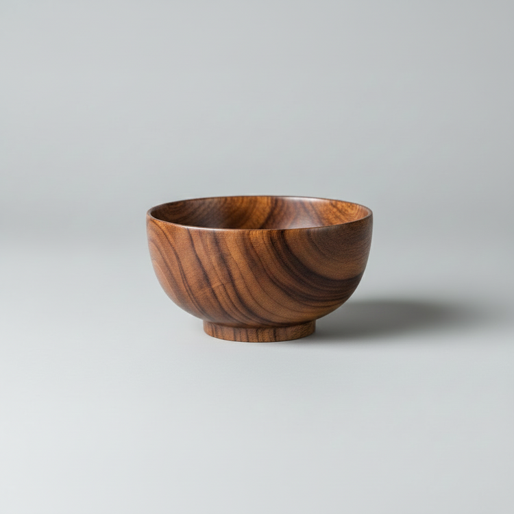 Wooden bowl made from wild jujube wood by WoodyKitchenware, showcasing a smooth, round solid timber basin for kitchen or decor use.