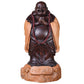 Ebony wooden Buddha statue by WoodyKitchenware, a 30cm laughing guardian solid timber sculpture for spiritual decor.