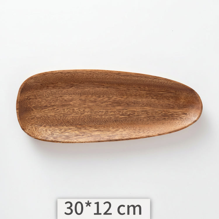 Rustic acacia wood irregular tray by WoodyKitchenware, handcrafted cake and dinner plate for home or hotel use.