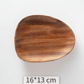 Rustic acacia wood tray by WoodyKitchenware, handcrafted irregular shape, ideal for serving cakes and dinner at home or hotels.