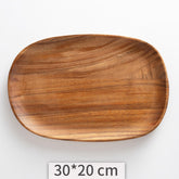 Rustic acacia wood irregular tray by WoodyKitchenware, handcrafted for serving cakes, dinner, or snacks in home or hotel settings.