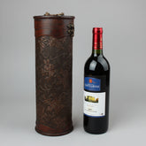 Wooden wine box by WoodyKitchenware, vintage cylinder solid timber wine storage, natural wood finish, compact and sturdy design