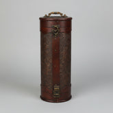Wooden wine box by WoodyKitchenware, vintage cylinder solid timber storage container for wine, with natural wood grain details.