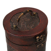 Vintage wooden wine box by WoodyKitchenware, solid timber cylinder storage for wine, crafted by WoodyKitchenware.