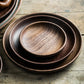Black Walnut Round Dish by WoodyKitchenware, elegant serving bowl for dried fruits, desserts, and snacks, crafted from black walnut wood.