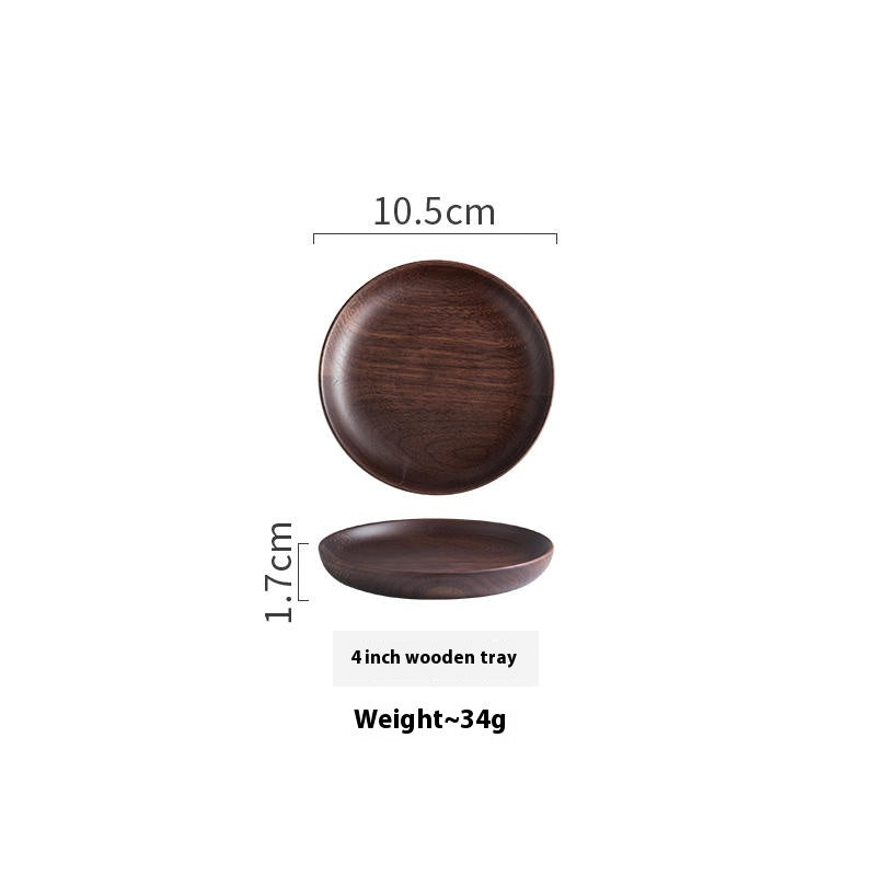 Black Walnut round dish by WoodyKitchenware, 4-inch elegant serving bowl for dried fruits and desserts with natural wood grain.