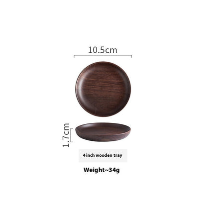 Black Walnut round dish by WoodyKitchenware, 4-inch elegant serving bowl for dried fruits and desserts with natural wood grain.