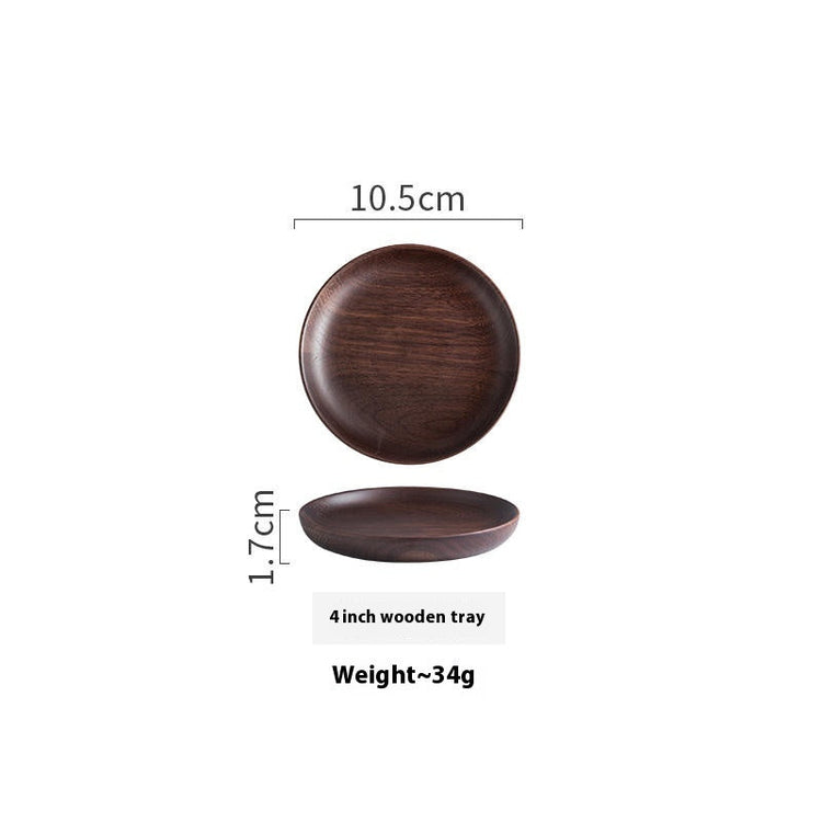 Black Walnut round dish by WoodyKitchenware, 4-inch elegant serving bowl for dried fruits and desserts with natural wood grain.