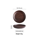 Black Walnut Round Dish by WoodyKitchenware, elegant serving tray for dried fruits and desserts, crafted from black walnut wood.