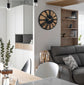 Wooden wall clock by WoodyKitchenware, industrial forge design with solid timber, modern indoor decor timepiece.