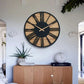 Wooden wall clock by WoodyKitchenware featuring industrial forge style, solid timber design, perfect for rustic home decor
