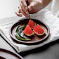 Elegant wooden circular Japanese storage cake tray and stand by WoodyKitchenware, showcasing smooth wood finish and round design.