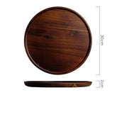 Elegant round wooden Japanese storage cake tray by WoodyKitchenware, showcasing a smooth circular wooden cake stand.