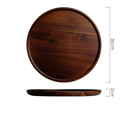 Elegant round wooden Japanese storage cake tray by WoodyKitchenware, showcasing a smooth circular wooden cake stand.