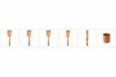 Set of five professional-grade teak wooden spatulas from WoodyKitchenware, ideal for cooking and stirring in the kitchen