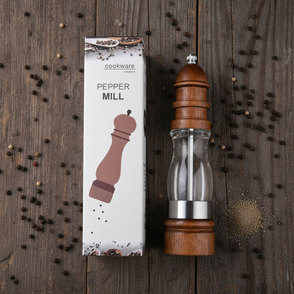 Wooden salt and pepper grinder set by WoodyKitchenware featuring solid timber mills for seasoning.
