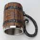 Sculpted charred barrel stein from WoodyKitchenware by WoodyKitchenware, featuring detailed wood grain and rustic design.