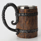 Sculpted charred barrel stein from WoodyKitchenware, The Hearth’s Sentinel, featuring detailed wood grain design by WoodyKitchenware.