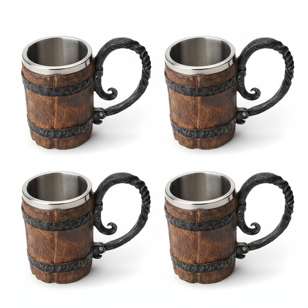 Sculpted charred barrel Stein from The Hearth’s Sentinel by WoodyKitchenware, featuring detailed wood grain and rustic design.