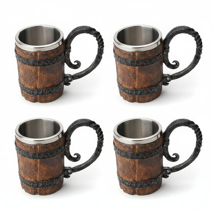 Sculpted charred barrel Stein from The Hearth’s Sentinel by WoodyKitchenware, featuring detailed wood grain and rustic design.