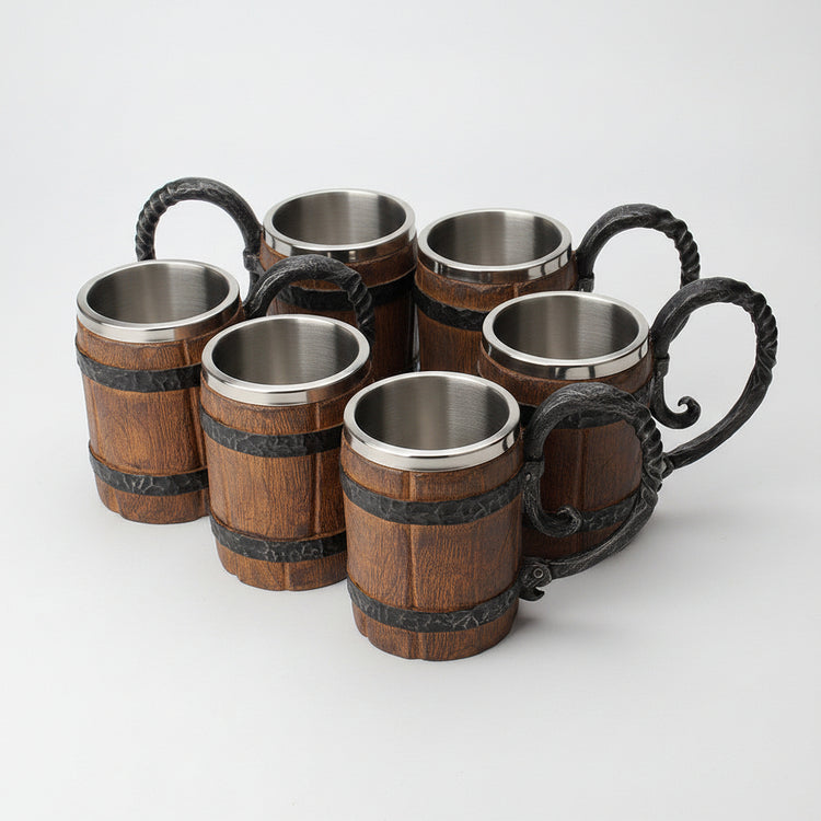 Sculpted charred barrel Stein from WoodyKitchenware by WoodyKitchenware, featuring detailed wood grain and rustic design.