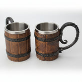 Sculpted charred barrel stein from WoodyKitchenware by WoodyKitchenware, featuring detailed wood grain and rustic design.
