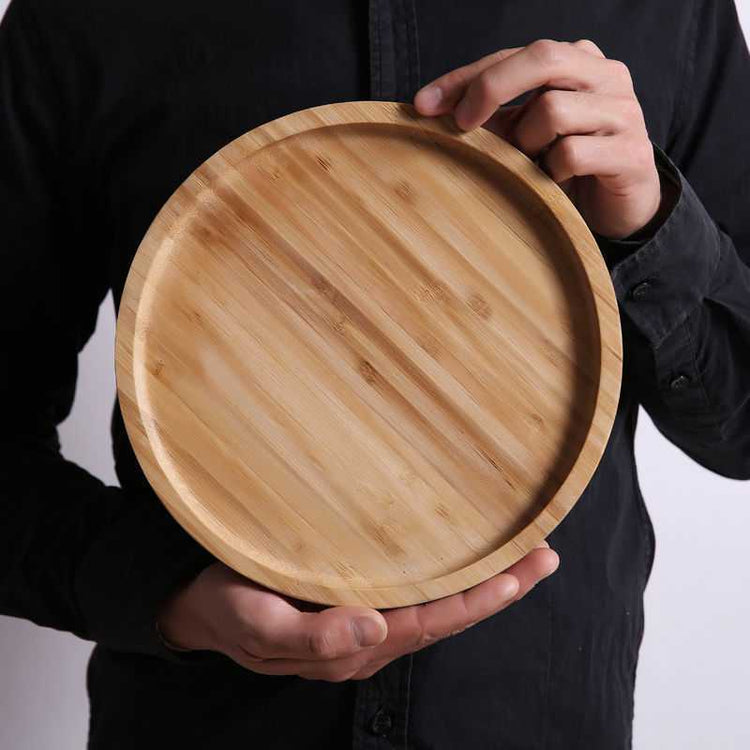 Rectangular bamboo wooden dinner plate tray by WoodyKitchenware, perfect for household serving and organization.