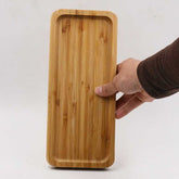 Rectangular bamboo wooden tray by WoodyKitchenware, ideal for serving dinner plates and household use with natural wood finish.