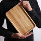 Rectangular bamboo wooden tray from WoodyKitchenware, ideal for serving dinner plates and household use.