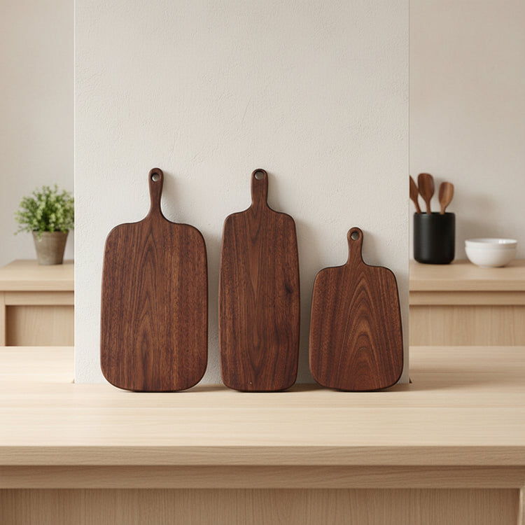 Black walnut bread and pizza serving board by WoodyKitchenware, rustic wooden platter for bread, cheese, and appetizers.