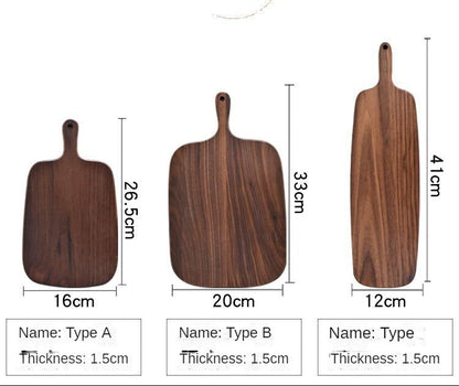 Black walnut bread and pizza board from WoodyKitchenware, rustic serving platter with natural wood grain for bread and pizza presentation.