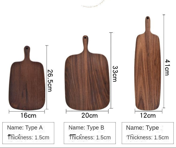 Black walnut bread and pizza board from WoodyKitchenware, rustic serving platter with natural wood grain for bread and pizza presentation.