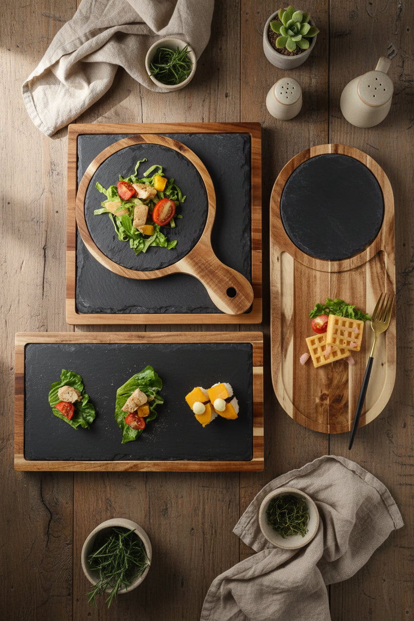 Black wood pizza dish by WoodyKitchenware, a wooden plate perfect for serving pizza in stylish, rustic kitchen settings.