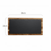 Black wood pizza dish by WoodyKitchenware, a stylish wooden plate for serving pizza with natural wood grain detail.