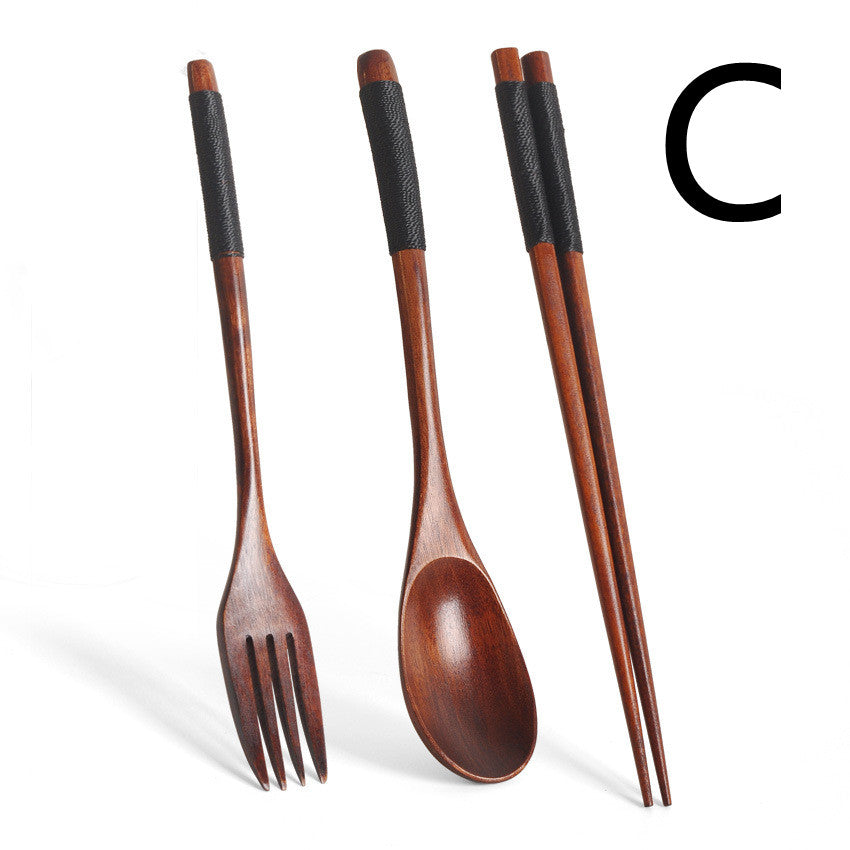 Colorful wooden spoon set by WoodyKitchenware, Korean-inspired eco-friendly tableware with vibrant finishes and natural wooden handles.