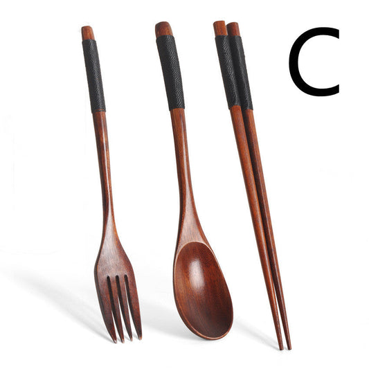 Colorful wooden spoon set by WoodyKitchenware, Korean-inspired eco-friendly tableware with vibrant finishes and natural wooden handles.